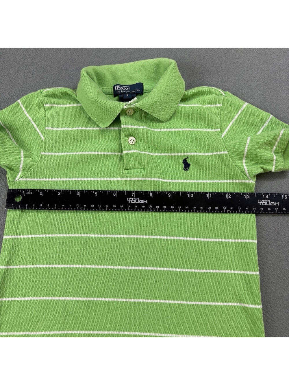 Vintage Polo Ralph Lauren Striped Polo Shirt Kids Size 6 Green - Picture 6 of 7